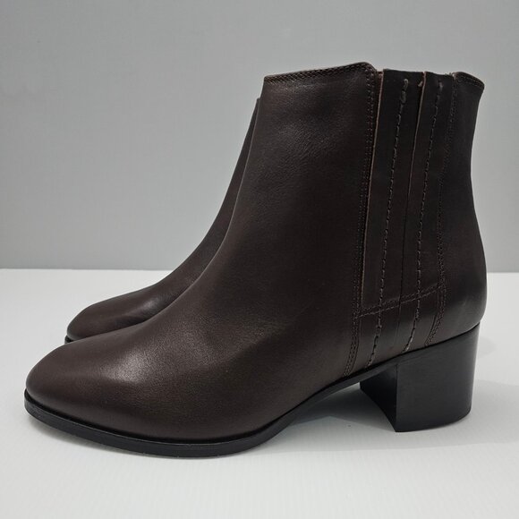 NEW Aquatalia Naiya Ankle Bootie Heeled Waterproof Brown Leather Size 10